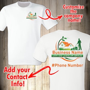 Customized Landscaping Business Logo Shirt, Customized Lawn Care Company Logo Shirt, Lawn Company Shirt, Landscaping Shirts Custom Phone