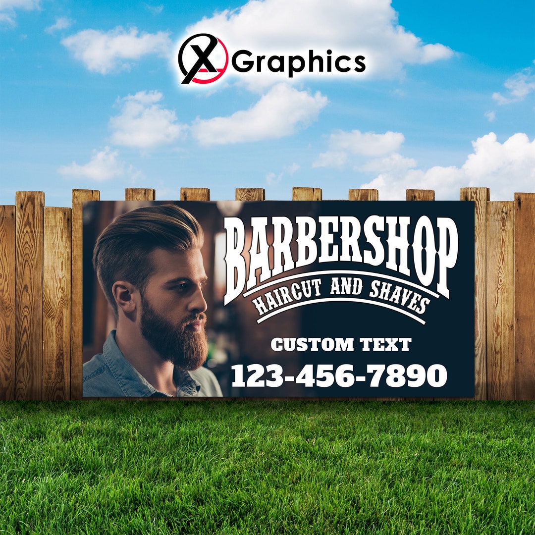 Barbershop Hair Cut 13 Oz Heavy Duty Vinyl Banner Sign With Metal ...