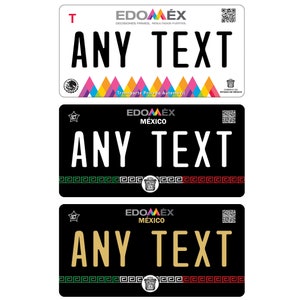 Personalized Aluminum Car Plates Car plate Mexico Car Plates of the States of Mexico Place your Text License plate Estado de Mexico