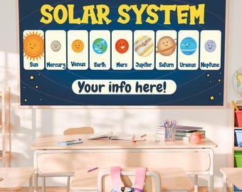 Solar System banner, Kids learning, heavy duty vinyl banner with metal grommets, Elementary, many sizes, Preschool Banner, Classroom Banner