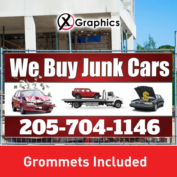 Custom Junk Removal Business Banner - 13oz Vinyl Sign With Grommets (Red & Blue)