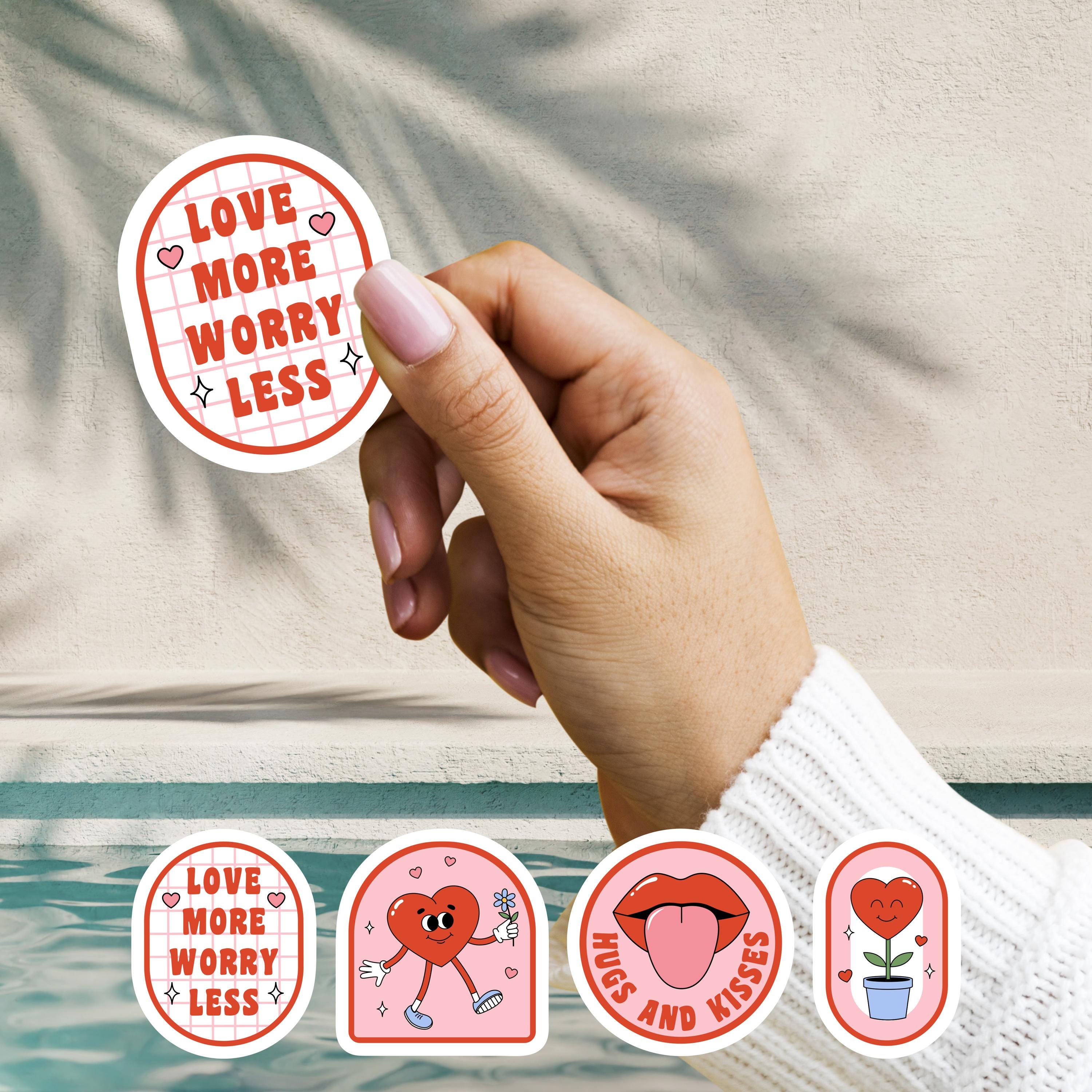 Love More Worry Less Laptop Sticker Pack Planner Decals, Stickers