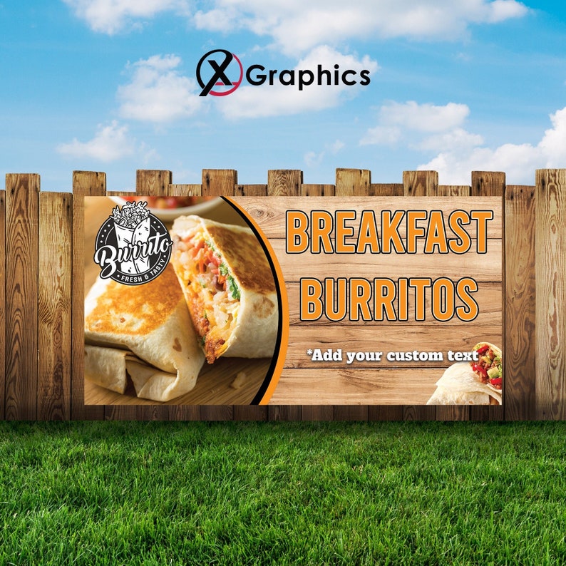 Breakfast Burrito Tacos 13 Oz Heavy Duty Vinyl Banner Sign With Metal ...