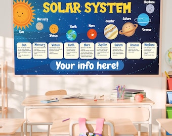 Solar System banner, Kids learning, heavy duty vinyl banner with metal grommets, Elementary, many sizes, Preschool Banner, Classroom Banner