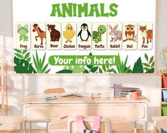 Animals banner, Kids learning heavy duty vinyl banner sign with metal grommets, Elementary, many sizes, Preschool Banner, Classroom Banner