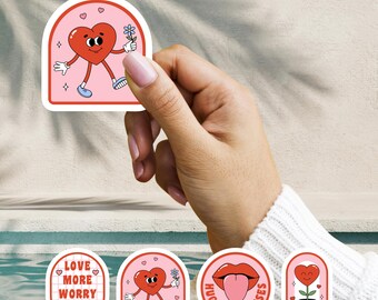 Love More Worry Less Laptop Sticker Pack Planner Decals, Stickers 4, Girl Sticker, Trendy, Water Bottle Sticker, Girly, Cute, Heart, Love