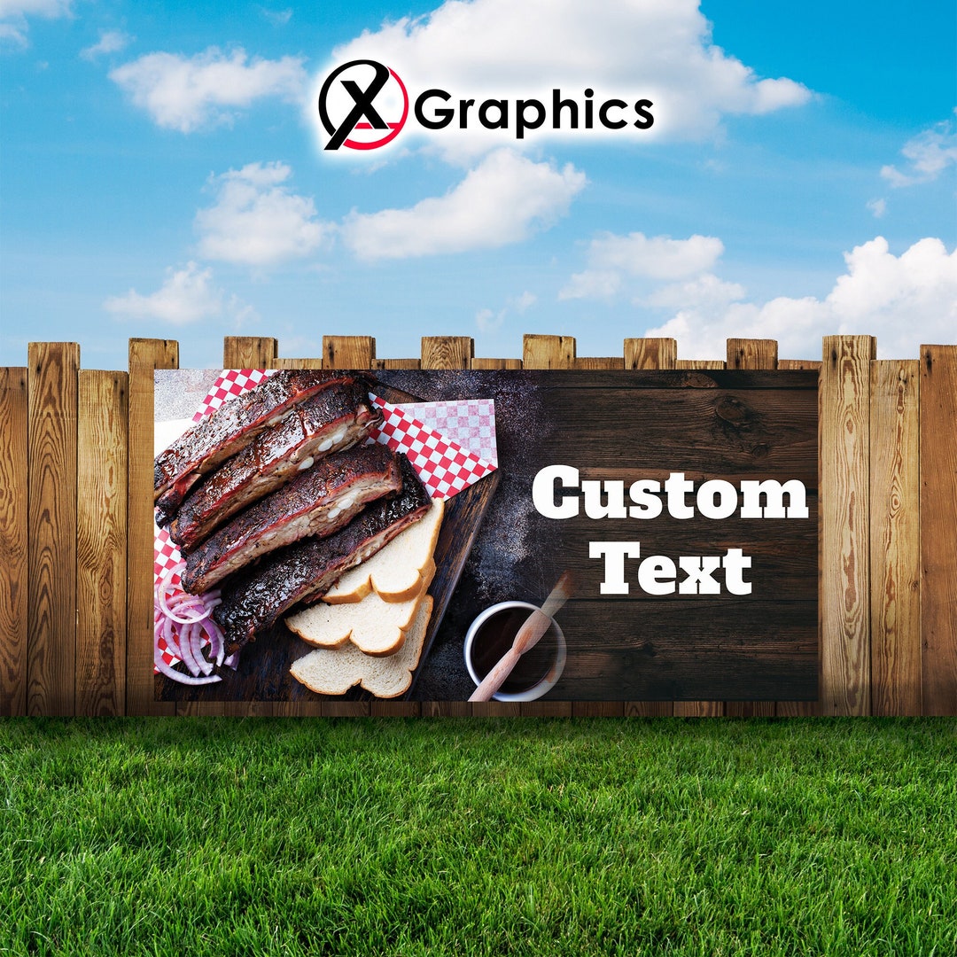 BBQ Banner Barbecue 13 Oz Heavy Duty Vinyl Banner Sign With Metal ...