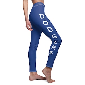 Blue Dodgers White Lettering High Waisted Leggings, Women&#39;s Athletic Pants, Sportswear, Fitness Tights, Gym Apparel