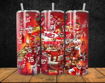 20OZ skinny stainless steel Kansas City Chiefs NFL football tumbler