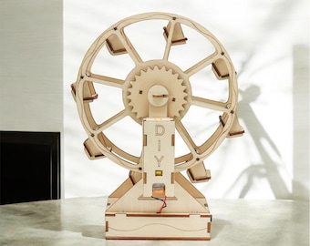 DIY elektrisches Riesenrad aus Holz – Bausatz | STEM Lernspielzeug | Kreatives Geschenk für Wissenschaftsbegeisterte -DIY-Spielzeug -Bausteine