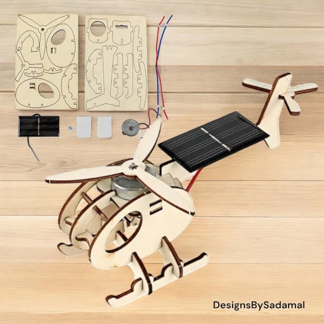 DIY Wooden Solar Helicopter Kit: STEM Science Toy- - Etsy