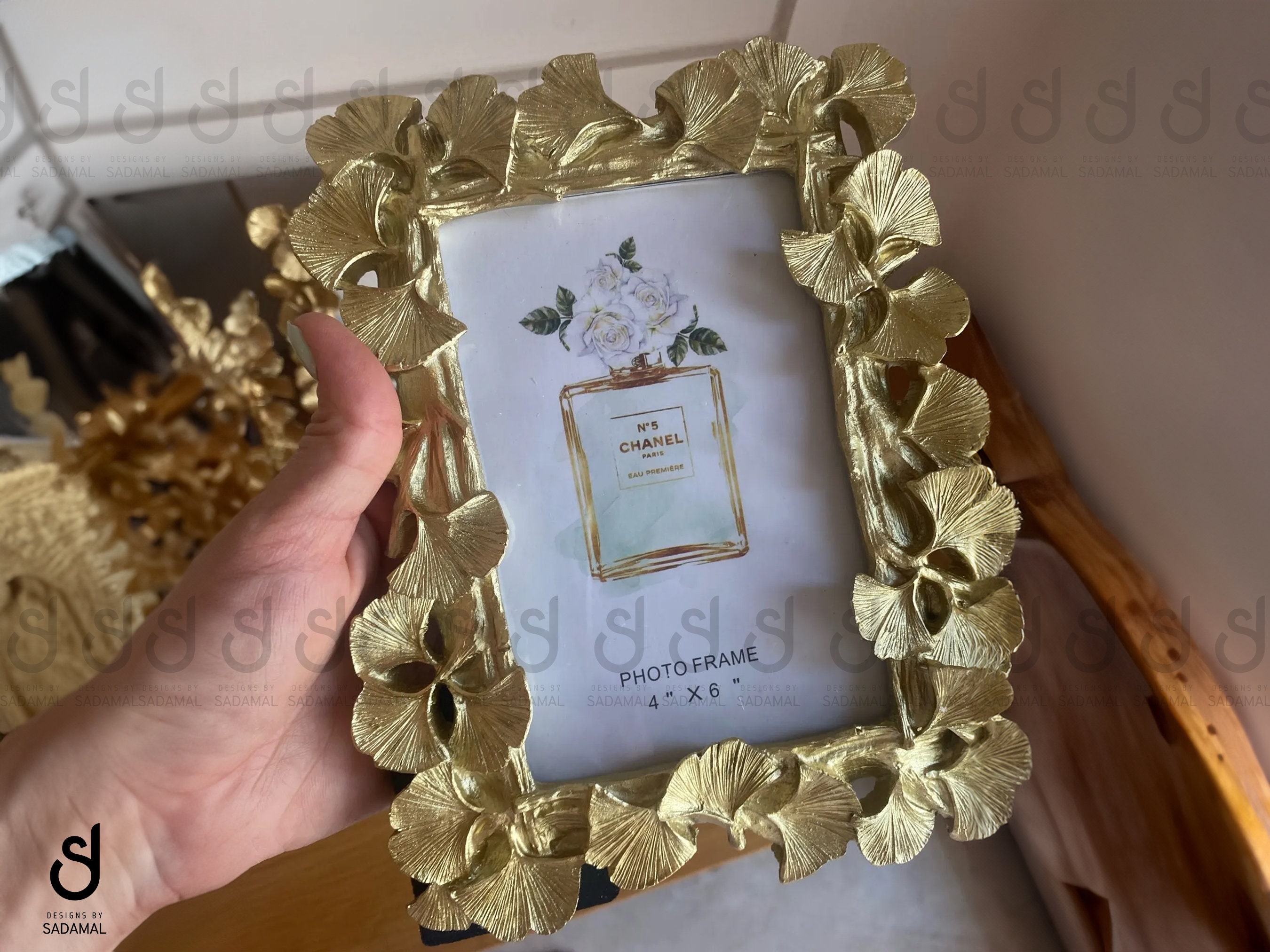 Ginkgo Leaf Golden Picture Frame - Retro Painting 4 Inch 6