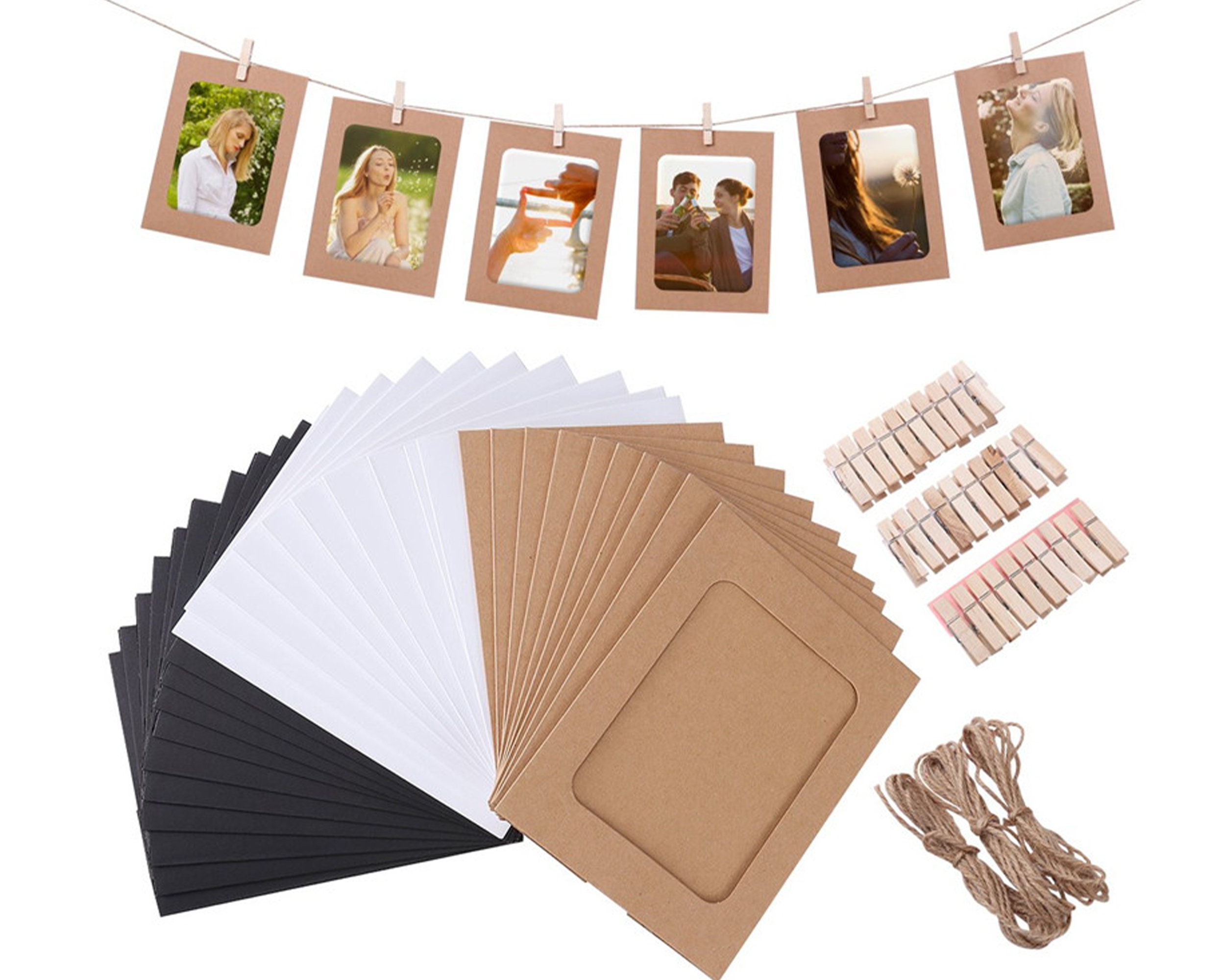 10 Set and Rope DIY Wall Picture Paper Photo Hanging 3inch 5inch 6inch  Frame Album Rope