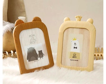 Bear Cartoon Photo Frame for Children's Room Decoration - 12x17cm Plastic Picture Frame - Cartoon picture frames for kids - Kids gifts