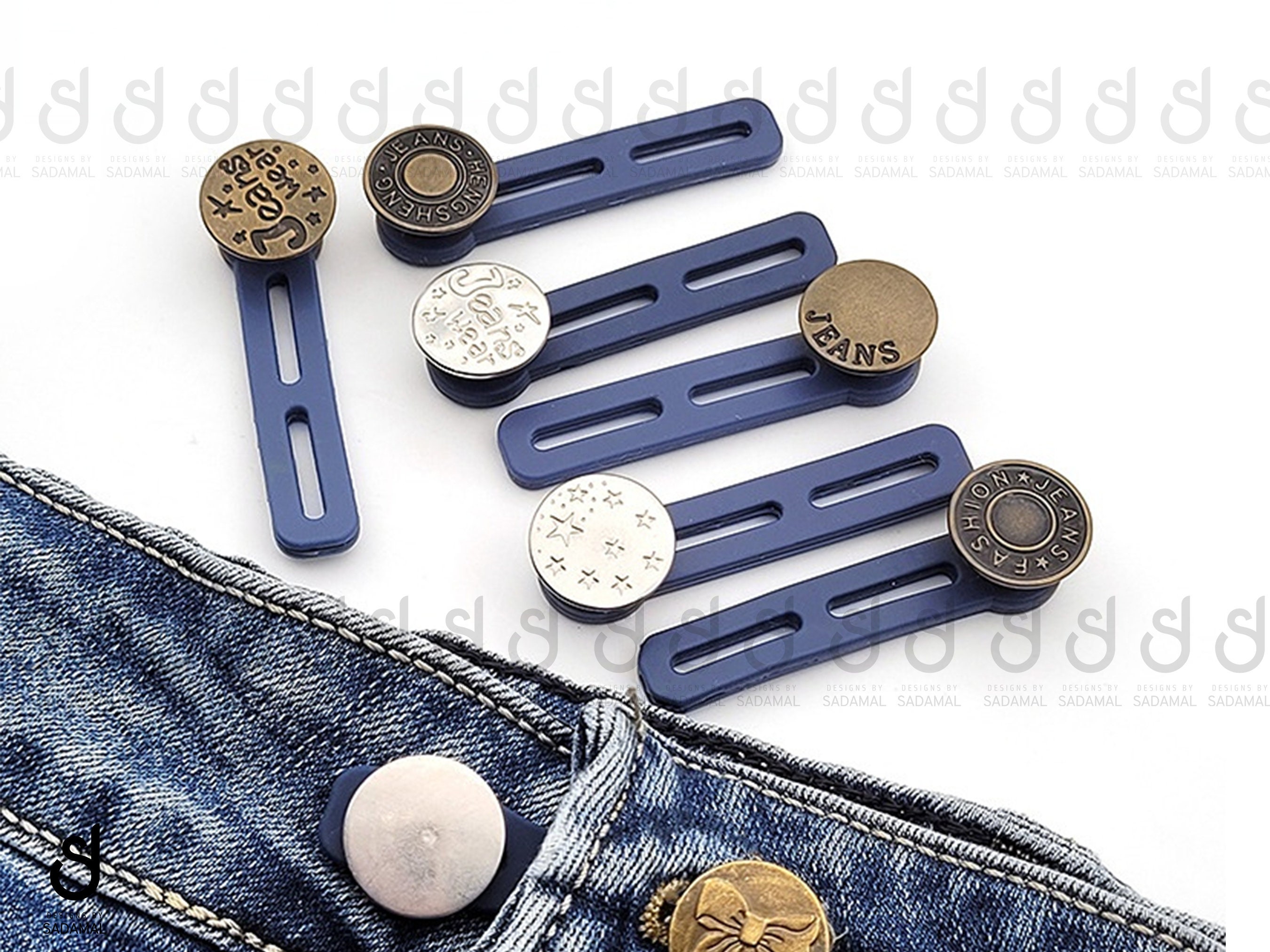 Thinp 12 jeux de boutons pour jeans Boutons de jeans Pins Pas de boutons à  coudre Pantalons Ajustable Boutons métalliques Tendeur de bouton Réglable