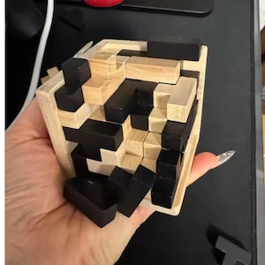 3D Wooden Cube Puzzle – Luban Interlocking Brain Teaser, Montessori Educational Toy, Kids Logic Puzzle Game