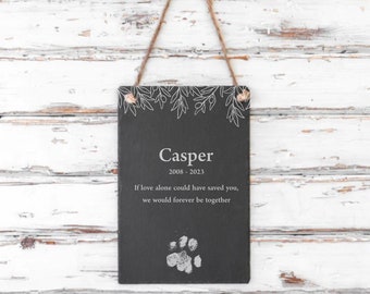 Personalized Pet Memorial Slate Plaque - Engraved Natural Stone