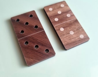 Laser Cut Wood Domino Set: Travel Game Night