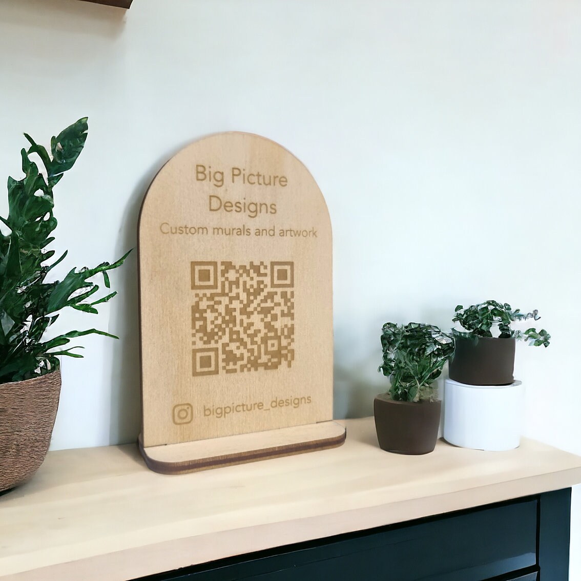 Engraved Wooden QR Code Sign: Custom Business Logo Display - Etsy Australia