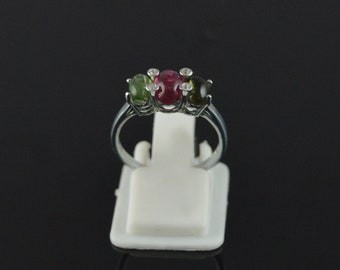 Natural Multi-Tourmaline Ring | Sterling Silver Handmade ring | Tourmaline Jewelry | Various Gemstone Ring for women | Anniversary Ring |