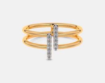Dainty Round Cut Diamond 18K Yellow Gold Ring