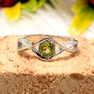 Natural Peridot Sterling Silver Ring: August Birthstone Jewelry