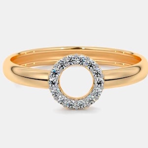 Natural Real Diamond Studded 18K Yellow Gold Dainty Ring, Round cut Diamond 18K Yellow Gold Ring, April Birthstone,Fine Jewelry,Gift for her