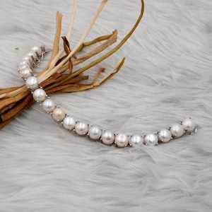 Natural Genuine Fresh Water Pearl 925Sterling Silver Bracelet | Fresh Water Pearl Slide lock Silver Bracelet | June Birthstone |Gift for her