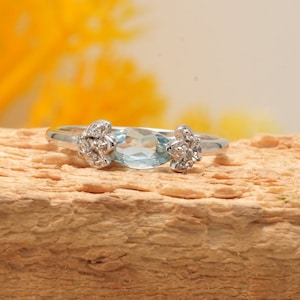 Aquamarine Marquise Ring: White Topaz Sterling Silver Statement Ring