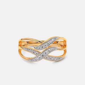 Natural Genuine Real Diamond Studded 18K Yellow Gold Dainty Ring, Round cut Diamond 18K Yellow Gold Designer Ring, Fine Jewelry,Gift for her
