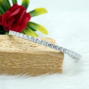 Moissanite Bangle: Round Cut 925 Sterling Silver, 6 Carat