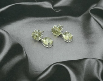 Green Amethyst Sterling Silver Earrings: Oval Cut Gemstone Jewelry