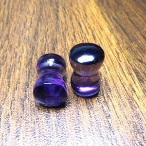 Amethyst Double Flare Stone Plug: Handmade Gauges (Pair)
