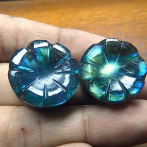 Natural Labradorite Double Flare Tunnels: Custom Size Plugs