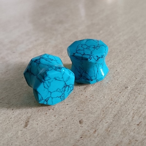 Turquoise Plugs Earrings: Double Flared Body Jewelry (3mm to 30mm)