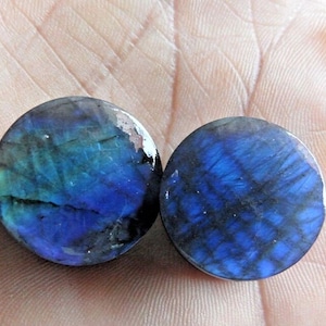 Natural Labradorite Double Flare Plugs: Custom Size Ear Gauges