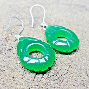 925 Silver Green Onyx Earrings: Elegant Women&#39;s Jewelry