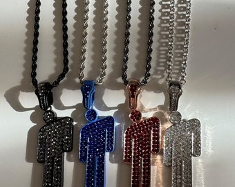 Billie Eilish Inspired Necklaces Blohsh Zinc Alloy Pop Star Chain Pendant Jeweled Rhinestone Six Colors