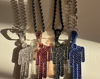 Colliers inspirés de Billie Eilish Blohsh en alliage de zinc avec pendentif chaîne en forme d'étoile montante, strass, six couleurs