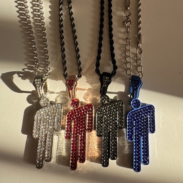 Colliers inspirés de Billie Eilish Blohsh en alliage de zinc avec pendentif chaîne en forme d'étoile montante, strass, six couleurs