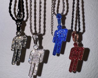 Billie Eilish Inspired Necklaces Blohsh Zinc Alloy Pop Star Chain Pendant Jeweled Rhinestone Six Colors