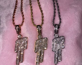 Collares inspirados en Billie Eilish Blohsh Aleación de zinc Cadena de estrella pop Plata con joyas Oro Rosa Cadena de calidad mejorada