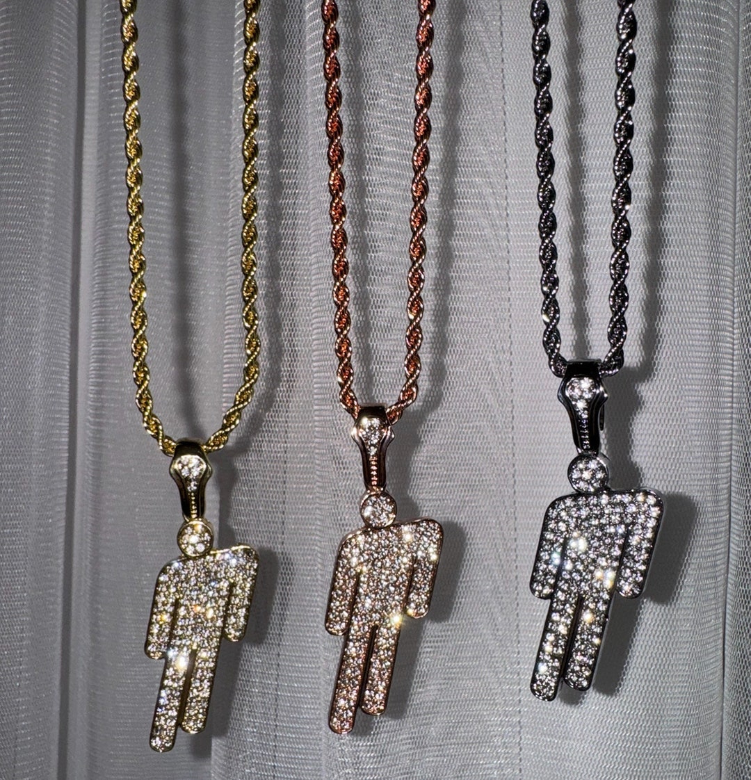 Billie Eilish Inspired Blohsh Necklace Zircon Pop Star Chain Jeweled Silver Gold Rosegold