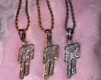 Billie Eilish Inspired Necklaces Blohsh Zinc Alloy Pop Star Chain Pendant Jeweled Rhinestone Silver Gold Rosegold