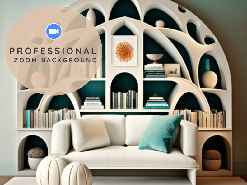 Home Office Zoom Virtual Backgrounds Arch Bookcase Etsy