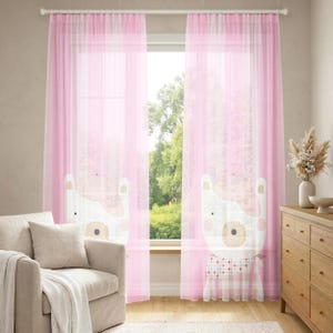 Pink Sheer Curtain Panels | Voile Window Curtains | Light Filtering Subtle Texture Drapes Custom Size