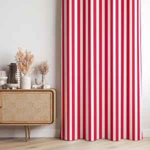 Vertical Candy Stripe Curtain,Coastal Red White Window Drapes,Light Pink Kids Room Curtains,Boho Decor Blackout Thermal Insulated Panel