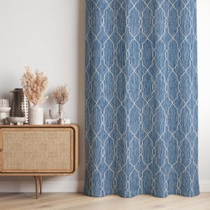 Geometric Line Accent Curtain,Nautical Style Navy Window Drapes,Light Grey Living Room Curtains,Coastal Blackout Thermal Insulated Panel