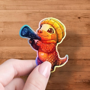 Cute Pangolin Sticker, Telescope Art Stickers, Laptop Stickers, Water Bottle Stickers, Planner Decals, Animal Lover Gift, Three Sticker