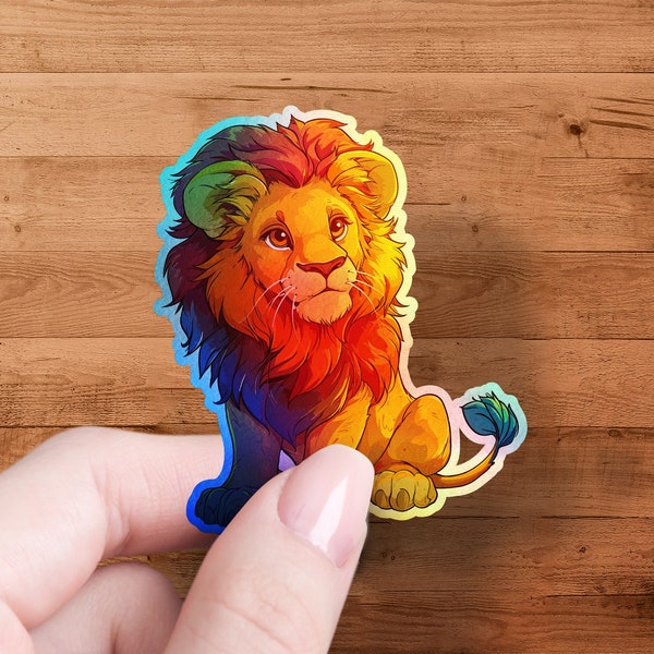 Colorful Lion Sticker, Majestic Lion Art, Kids Room Decor, Jungle Theme, Durable Vinyl Sticker